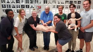 Group CPR training session in Laredo for certification.